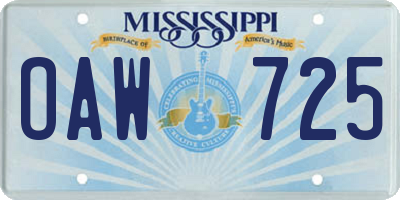 MS license plate OAW725