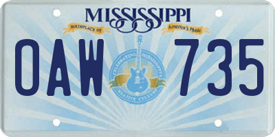 MS license plate OAW735