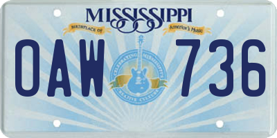 MS license plate OAW736