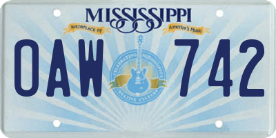 MS license plate OAW742