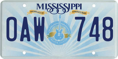 MS license plate OAW748