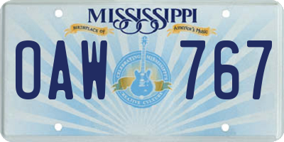 MS license plate OAW767