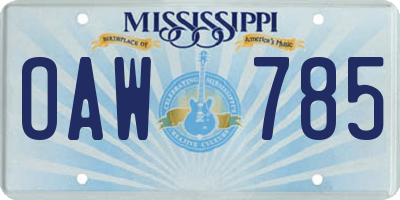 MS license plate OAW785