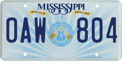 MS license plate OAW804