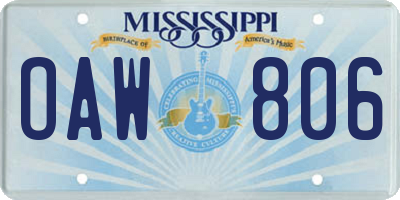 MS license plate OAW806