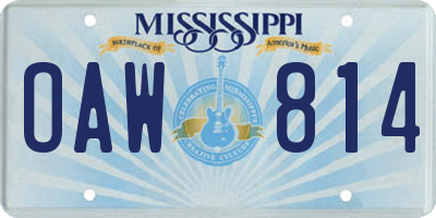 MS license plate OAW814