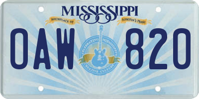 MS license plate OAW820