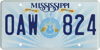 MS license plate OAW824