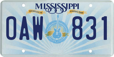 MS license plate OAW831