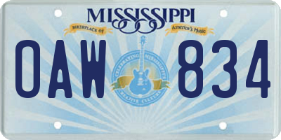 MS license plate OAW834