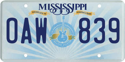 MS license plate OAW839