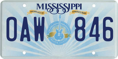MS license plate OAW846