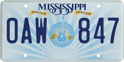 MS license plate OAW847