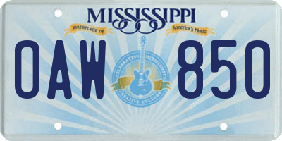 MS license plate OAW850
