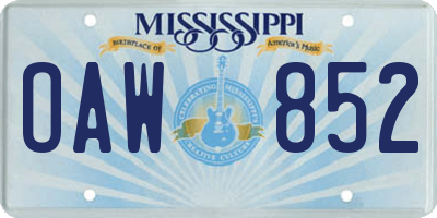 MS license plate OAW852