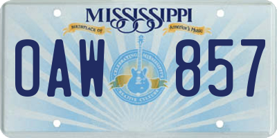 MS license plate OAW857