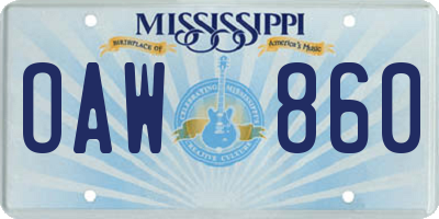 MS license plate OAW860