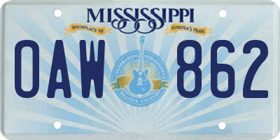 MS license plate OAW862