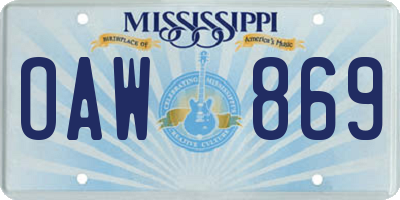MS license plate OAW869