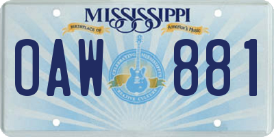 MS license plate OAW881