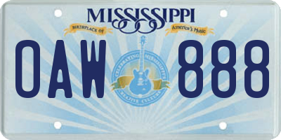 MS license plate OAW888