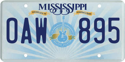MS license plate OAW895
