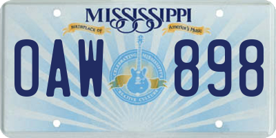 MS license plate OAW898