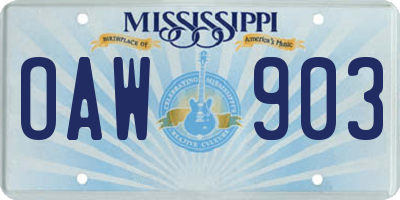 MS license plate OAW903