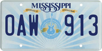 MS license plate OAW913