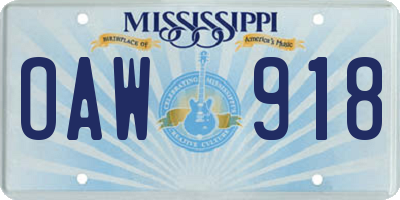 MS license plate OAW918