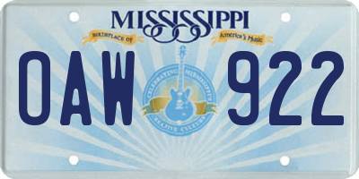 MS license plate OAW922