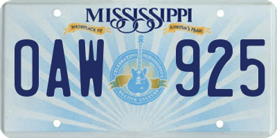 MS license plate OAW925