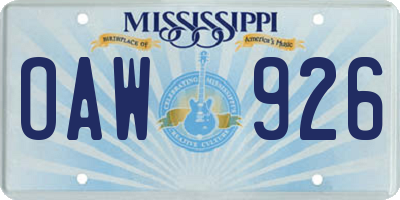 MS license plate OAW926