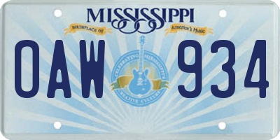 MS license plate OAW934