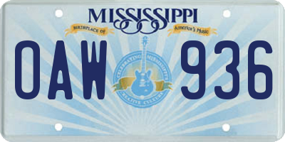 MS license plate OAW936