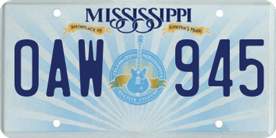 MS license plate OAW945