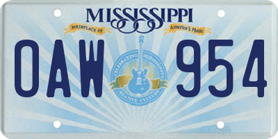 MS license plate OAW954