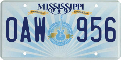 MS license plate OAW956