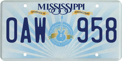 MS license plate OAW958