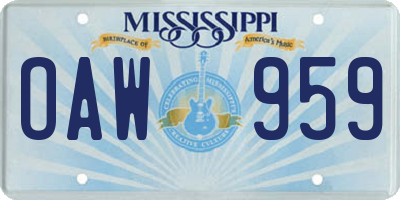 MS license plate OAW959