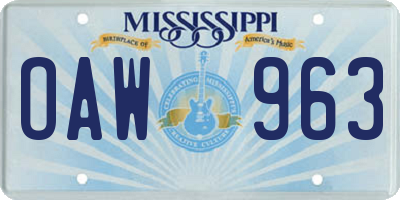MS license plate OAW963
