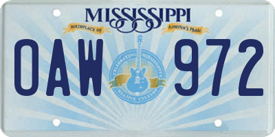 MS license plate OAW972