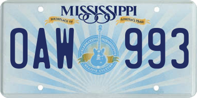 MS license plate OAW993