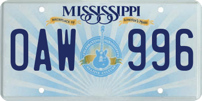 MS license plate OAW996