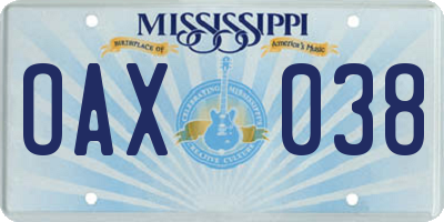 MS license plate OAX038