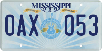 MS license plate OAX053