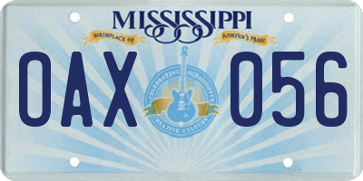 MS license plate OAX056