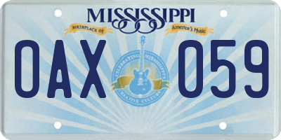 MS license plate OAX059