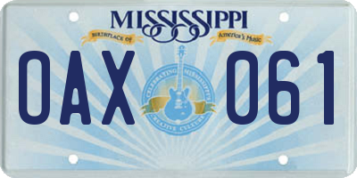 MS license plate OAX061