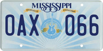 MS license plate OAX066